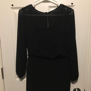 Banana Republic black dress with sheer sleeves